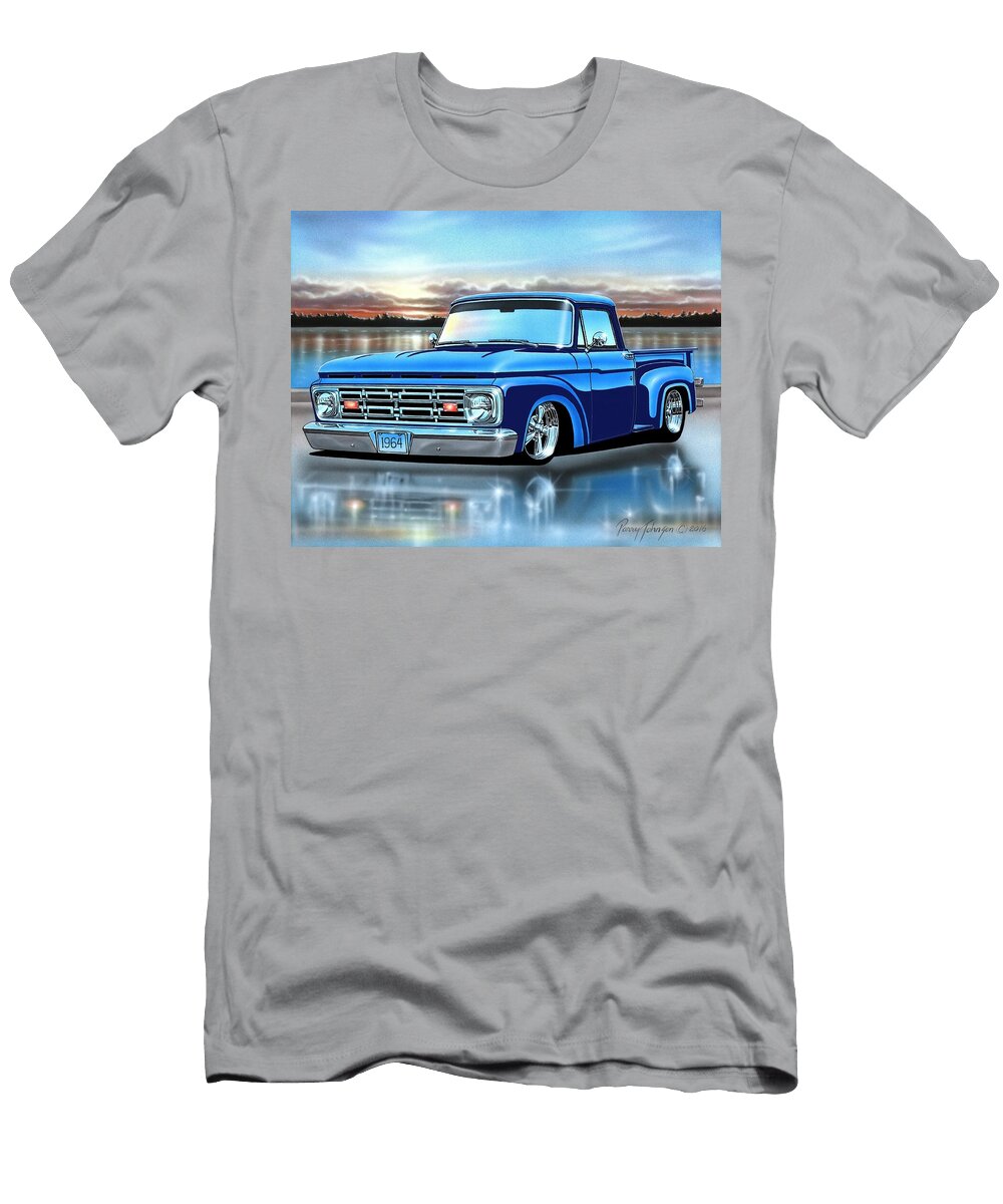 Blue 64 Ford F100 Flareside Parry Johnson T-Shirt