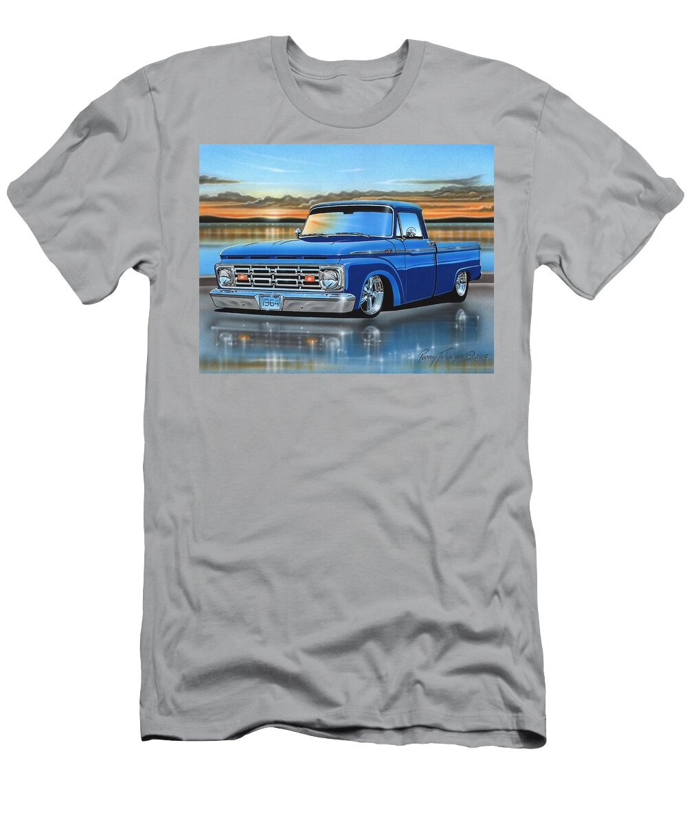 Blue 64 Ford F100 Styleside Parry Johnson T-Shirt