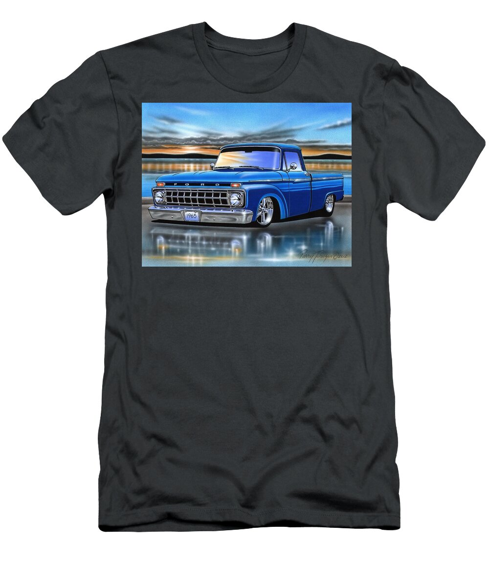 Blue 65 Ford F100 Styleside Parry Johnson T-Shirt
