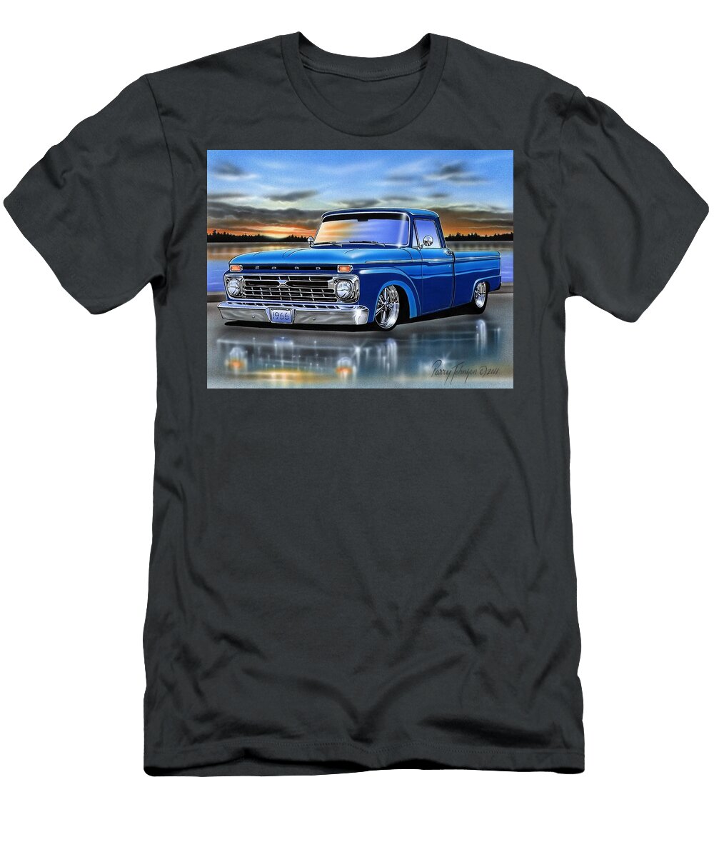 Blue 66 Ford F100 Styleside Parry Johnson T-Shirt