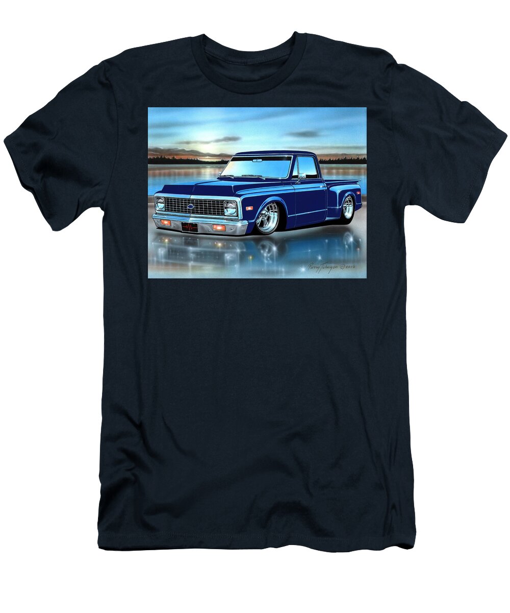 Blue 72 Chevy C10 Stepside Parry Johnson T-Shirt