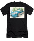 Blue Car Parked on Stone Path Car Illustration Saab 9 5 2003 Sedan Blue Sedan Stunning Blue Sedan Il Hollie Love T-Shirt