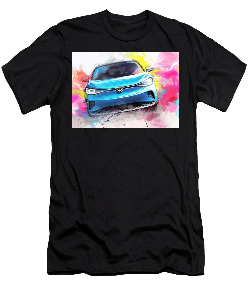 Blue Electric Car Concept Modern Automotive Design Kari Goldfalse T-Shirt