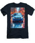 Blue Minivan in City Street At Night Urban Transport Kari Goldfalse T-Shirt