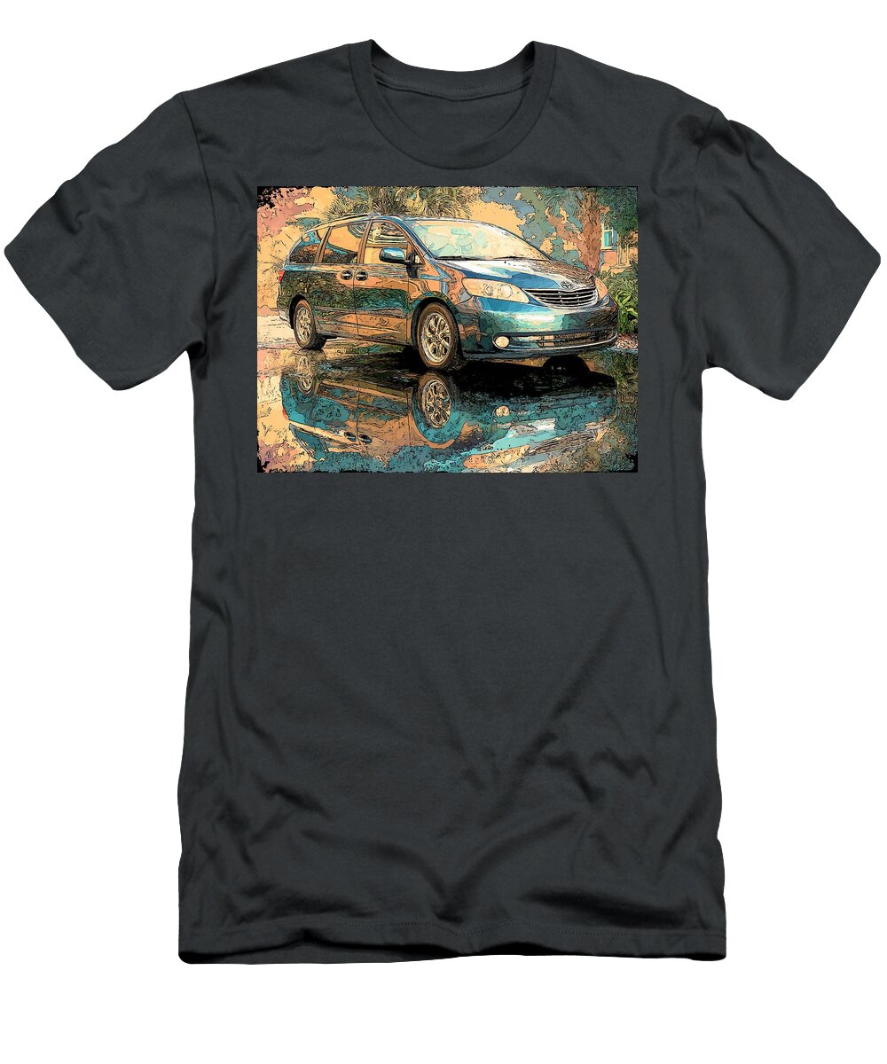 Blue Minivan Reflection Toyota Sienna 2004 Minivan Cartoon Car Reflective Car Reflective Cartoon Car Hollie Love T-Shirt