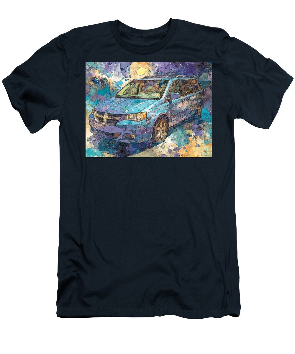 Blue Minivan Under Cosmic Sky Colorful Vehicle Saturn Relay 2005 Minivan Abstract Car Abstract Color Hollie Love T-Shirt