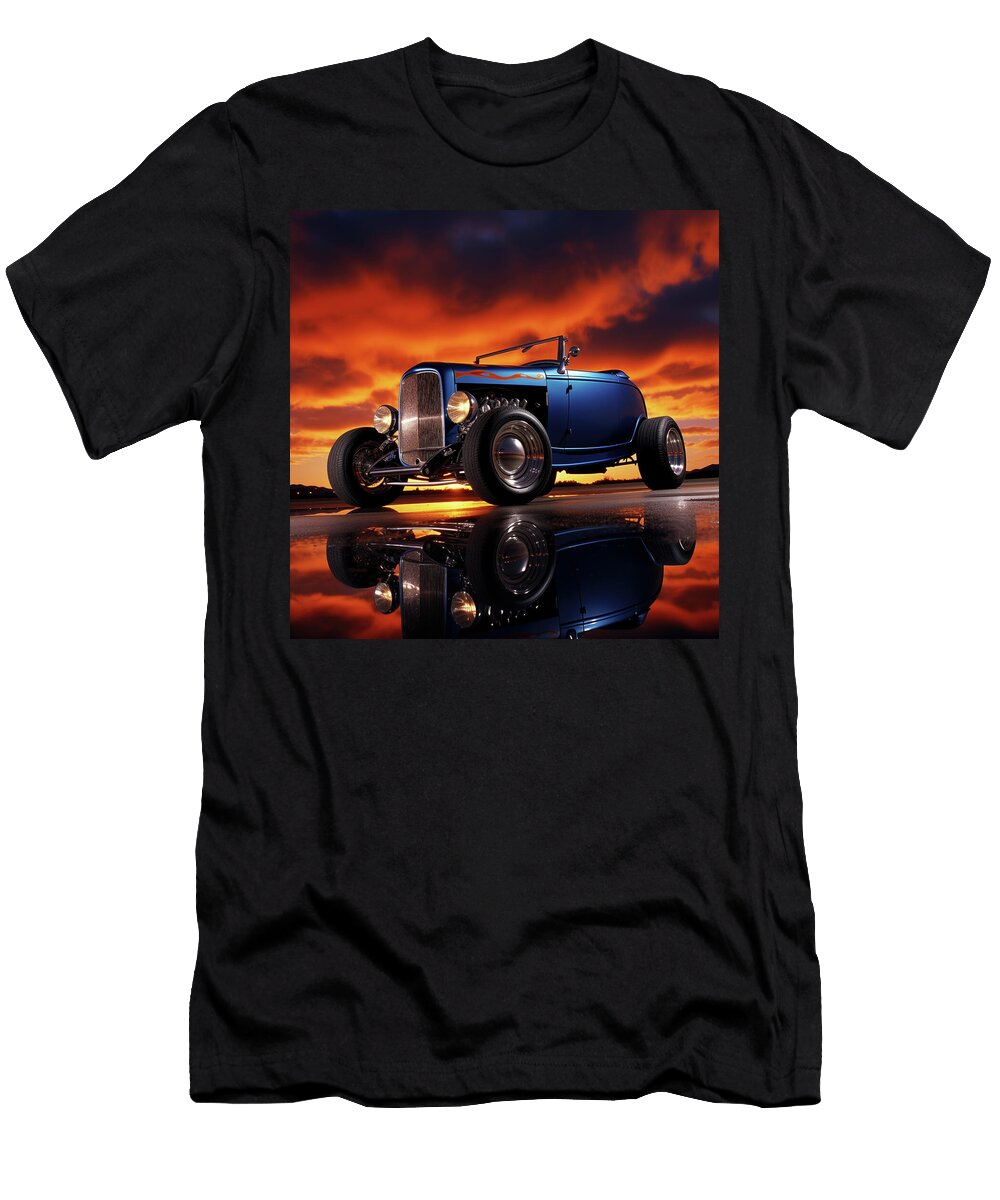 Blue Roadster At Sunset Hot 151 Yo Pedro T-Shirt