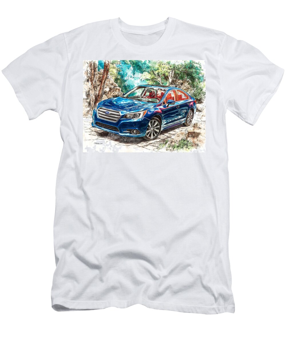 Blue Sedan in Rustic Setting Subaru Legacy 2015 Sedan Blue Sedan Nature Scene Blue Sedan in Nature Hollie Love T-Shirt