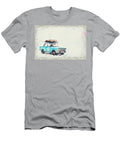 Blue Sedan on Snow At Daytime Inpasto Painting Celestial Images T-Shirt