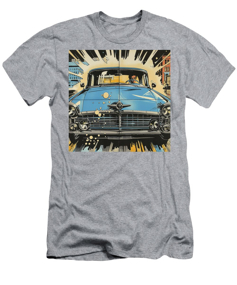 Blue Sedan Panel Comic Book Art 57 Mad Paperairplanes T-Shirt