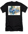 Blue Sedan with Golden Wheels Saab 9 3 Aero 2007 Sedan Automotive Art Watercolor Painting Blue Car W Hollie Love T-Shirt