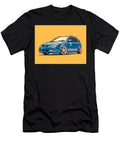 Blue Station Wagon on Orange Background Car Illustration Saab 9 2x 2004 Hatchback Vehicle Design Vib Hollie Love T-Shirt