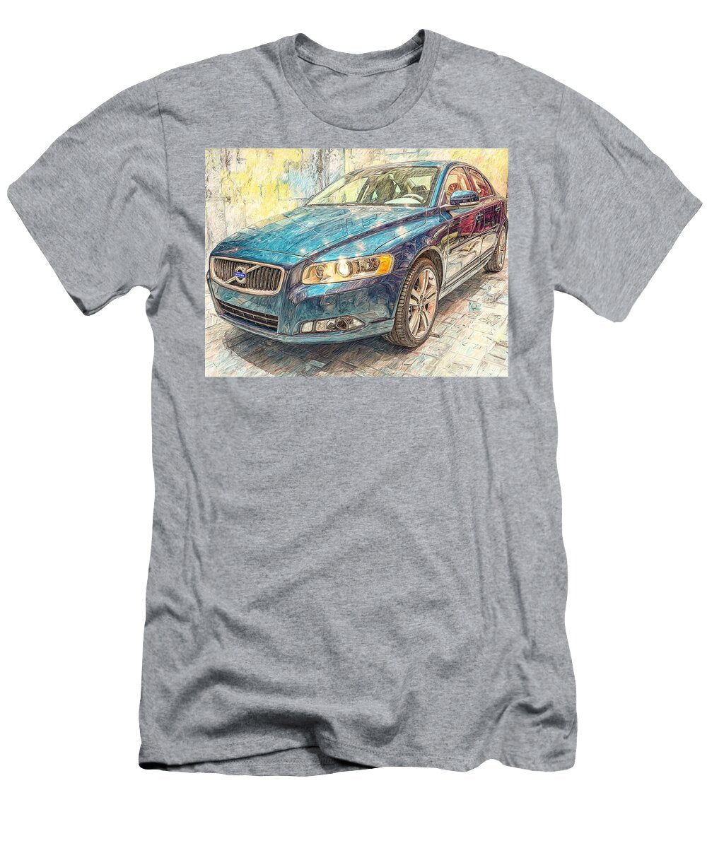 Blue Volvo Sedan in Artistic Style Modern Vehicle Volvo S80 2007 Sedan Luxury Car Stunning Blue Car Hollie Love T-Shirt
