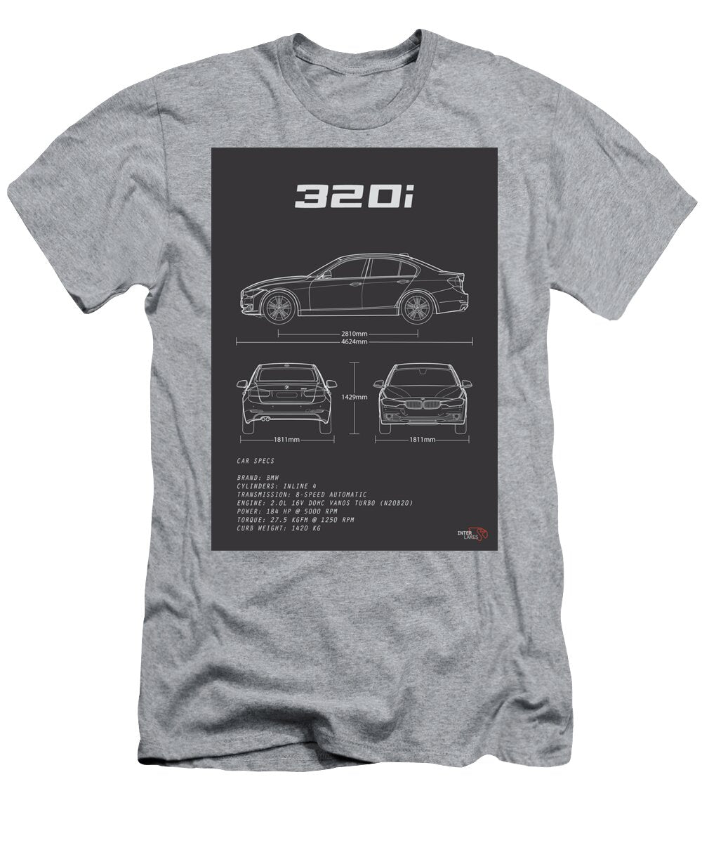 BMW 320i F30 Serie 3 Sedan Blueprint Interlakes Interlakes T-Shirt