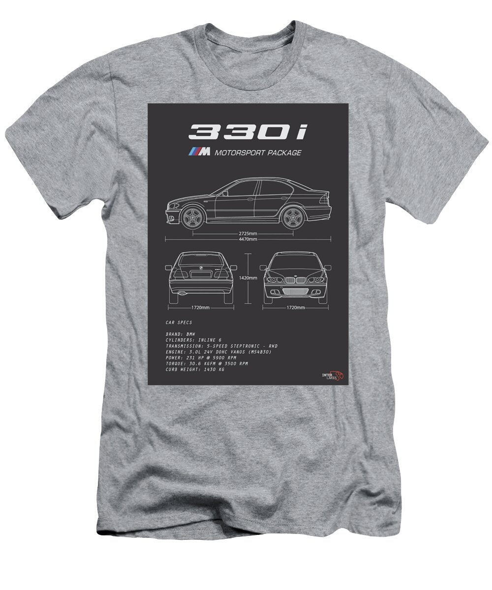 BMW 330i E46 Serie 3 Sedan Blueprint Interlakes Interlakes T-Shirt