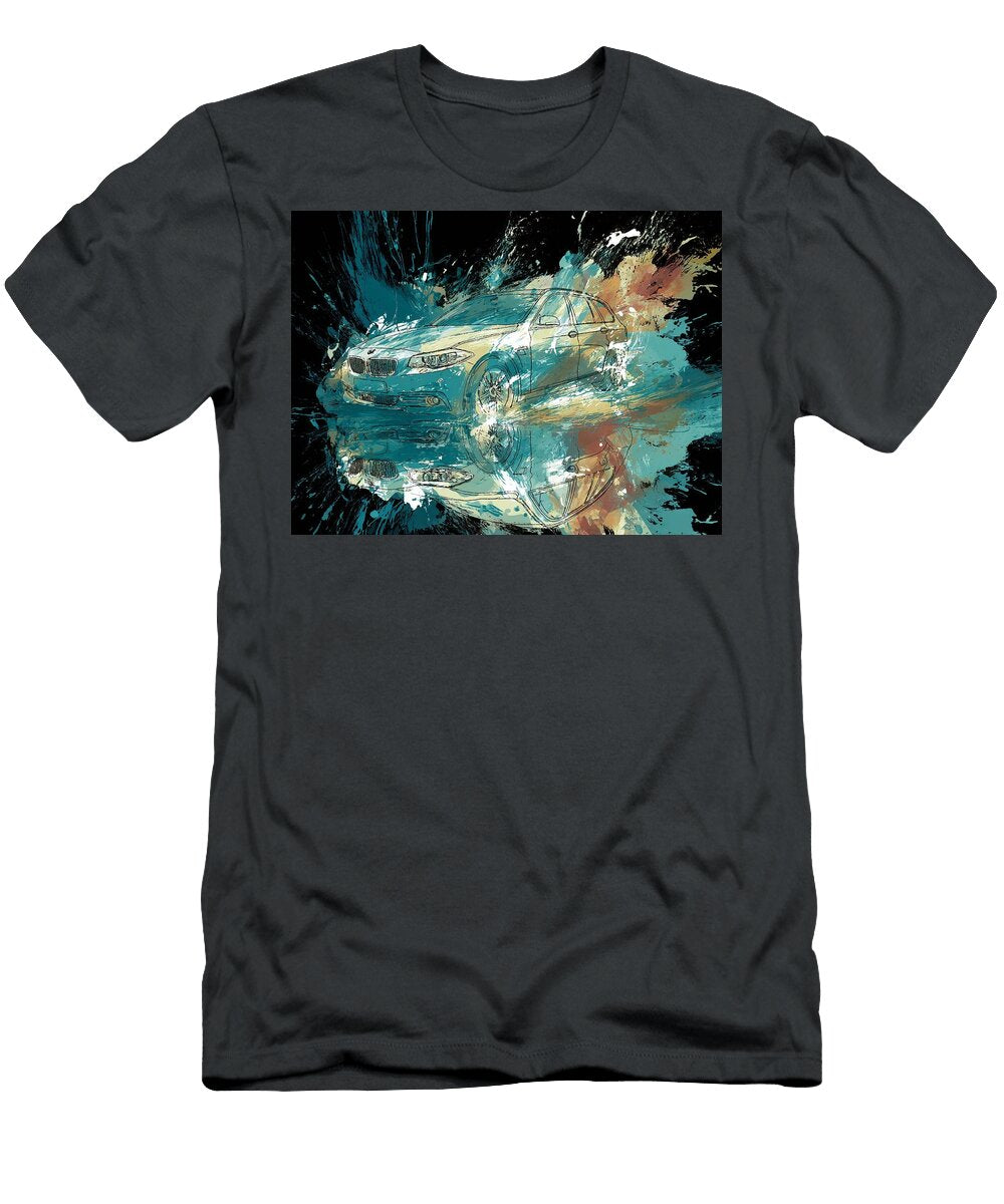 BMW 5 Series Gt 2010 Hatchback Car Art Abstract Design Abstract Car Painting Hollie Love T-Shirt