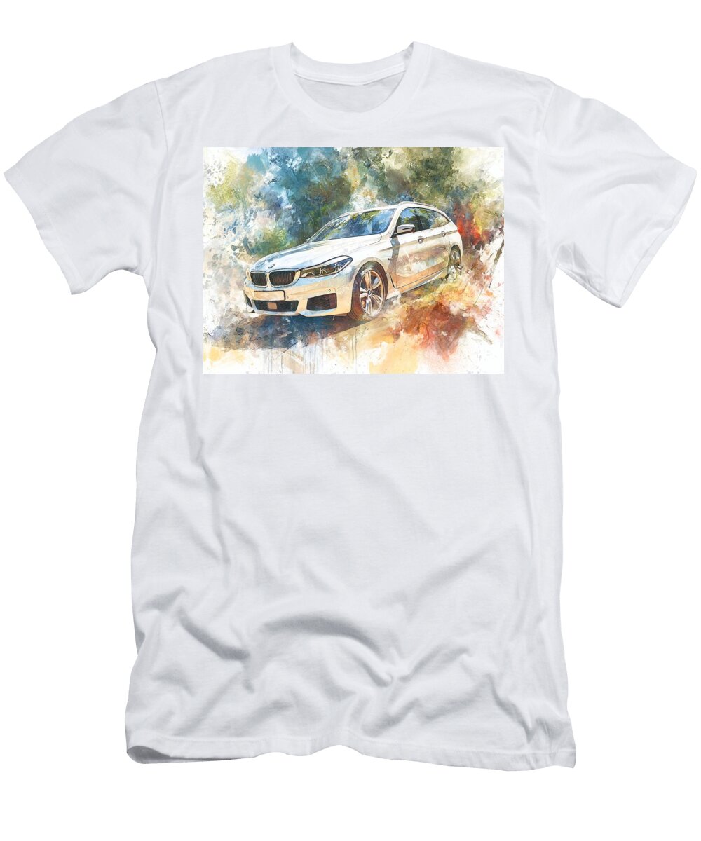 BMW 5 Series Gt 2010 Hatchback Luxury Car Modern Design Stunning Luxury Car Illustration Hollie Love T-Shirt