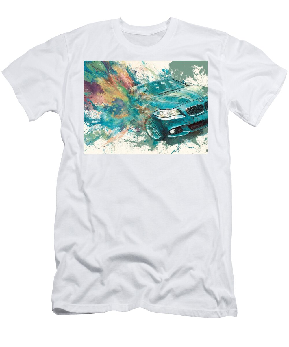 BMW 5 Series Gt 2010 Hatchback Modern Art Abstract Car Abstract Car Painting Hollie Love T-Shirt