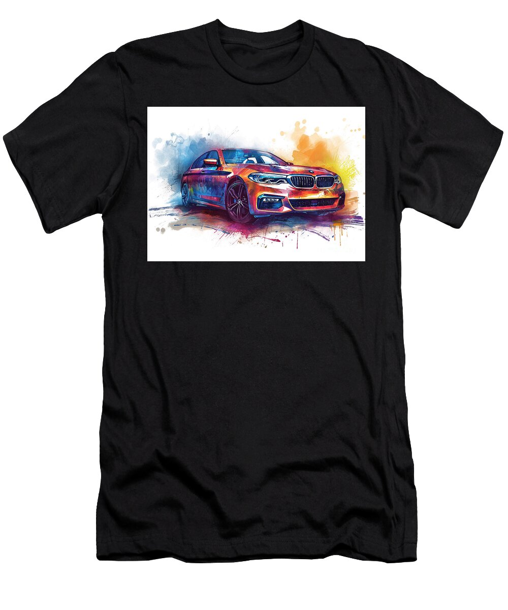 BMW 5 Series Watercolor Abstract Vehicle Clark Leffler T-Shirt