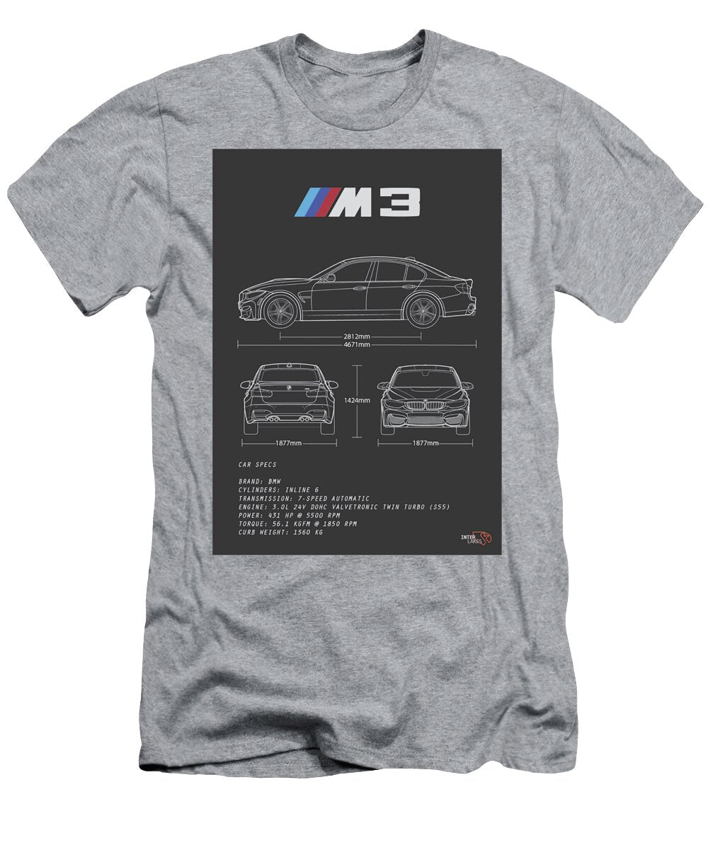 BMW M3 F80 Serie 3 Sedan Blueprint Interlakes Interlakes T-Shirt