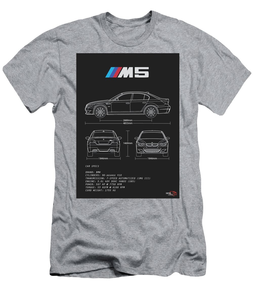 BMW M5 E60 Sedan Blueprint Interlakes Interlakes T-Shirt