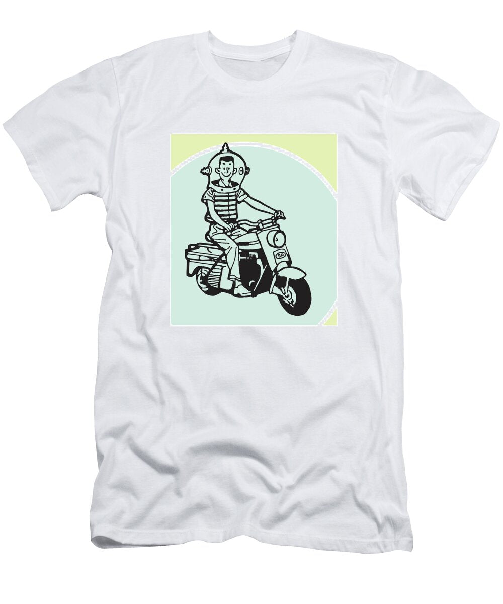 Boy in Space Helmet on Motorbike Csa Images T-Shirt