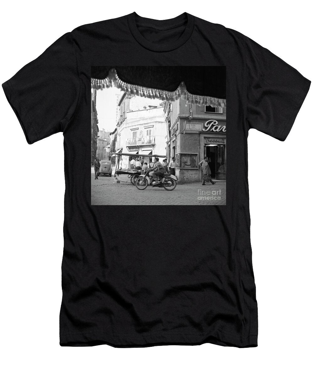 Boy on a Motorcycle on a Street in Rome 1955 the Harrington Collection T-Shirt