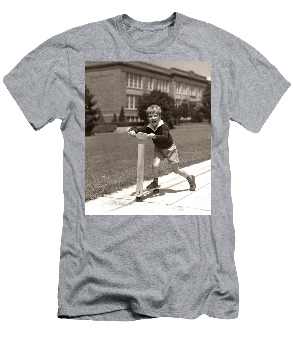 Boy Riding a Scooter C1930s H Armstrong Robertsclassicstock T-Shirt
