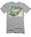 Bright Green Sedan in Focus Artistic Vehicle Saab 9 3 2000 Sedan Green Car Drawing Green Car Artisti Hollie Love T-Shirt