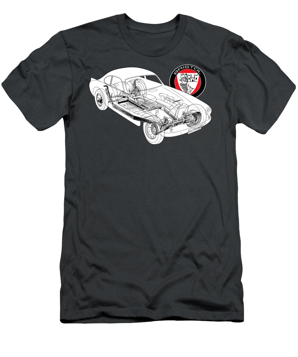 British Hand Built Luxury 2 Door Sportcar Bristol 404 Cutaway Automotive Art Vladyslav Shapovalenko T-Shirt
