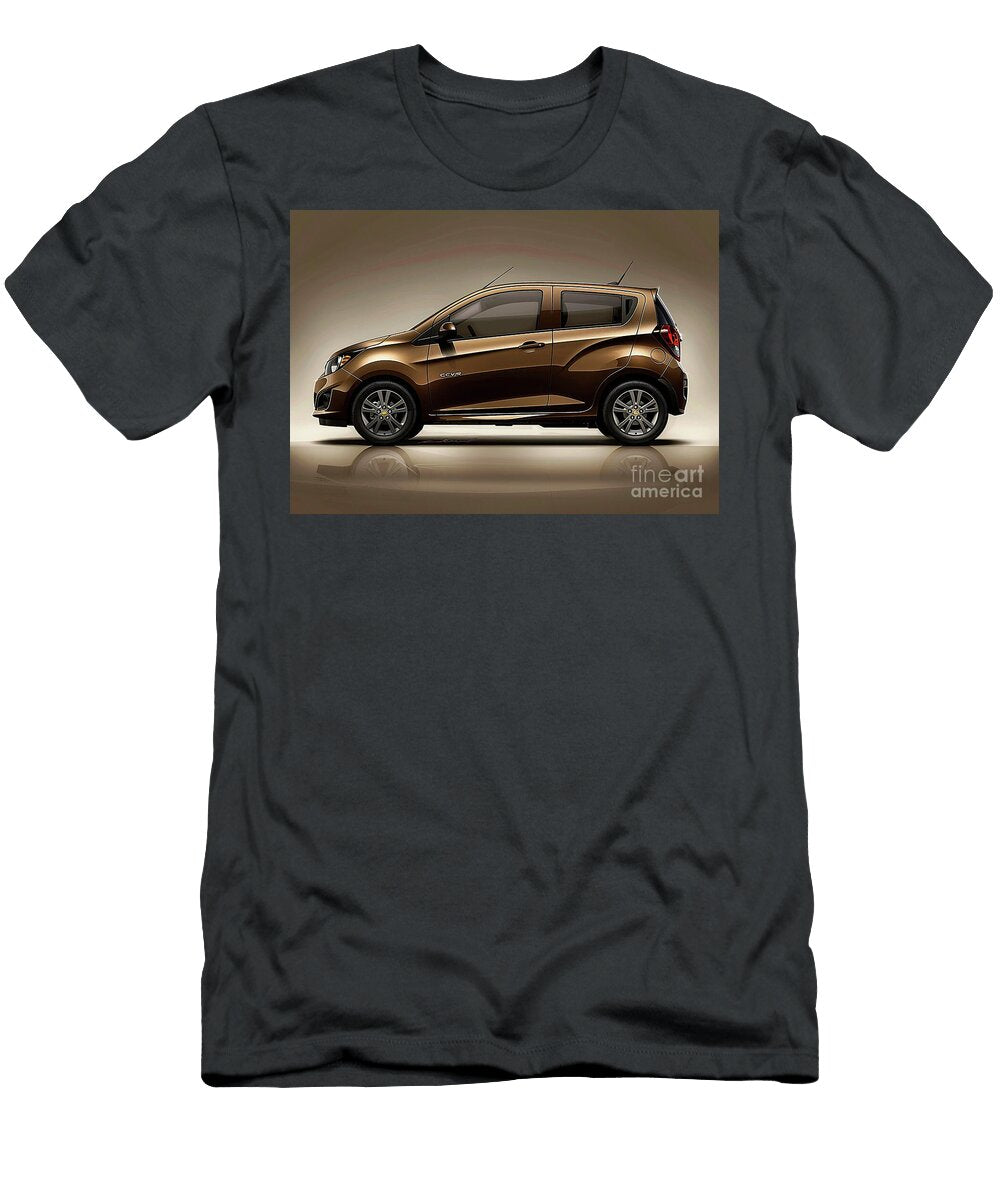 Brown Hatchback Car Side View Modern Compact Vehicle Design Chevrolet Spark Car Lowell Harann T-Shirt