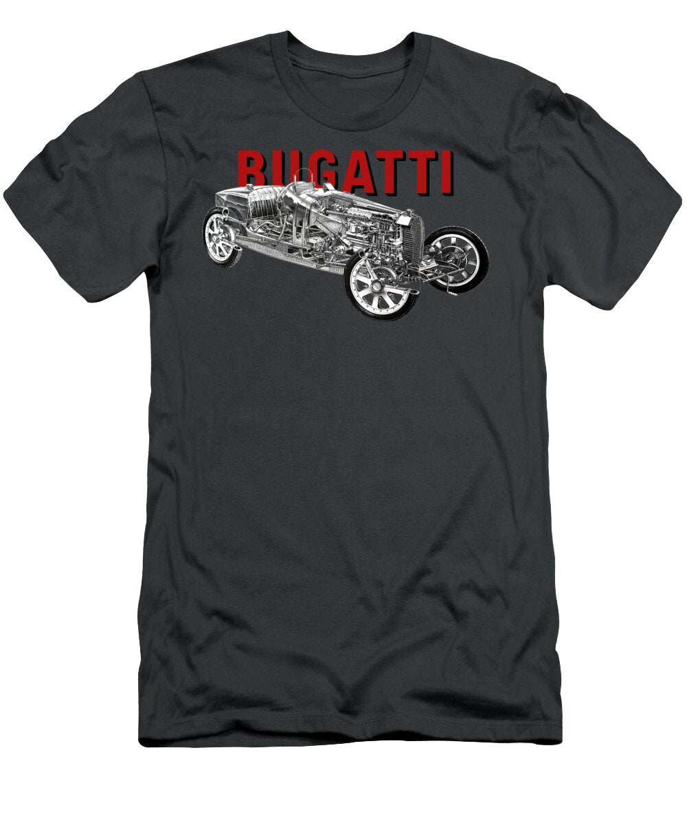 Bugatti Type 35 Grand Prix World Championship Cutaway Automotive Art Vladyslav Shapovalenko T-Shirt
