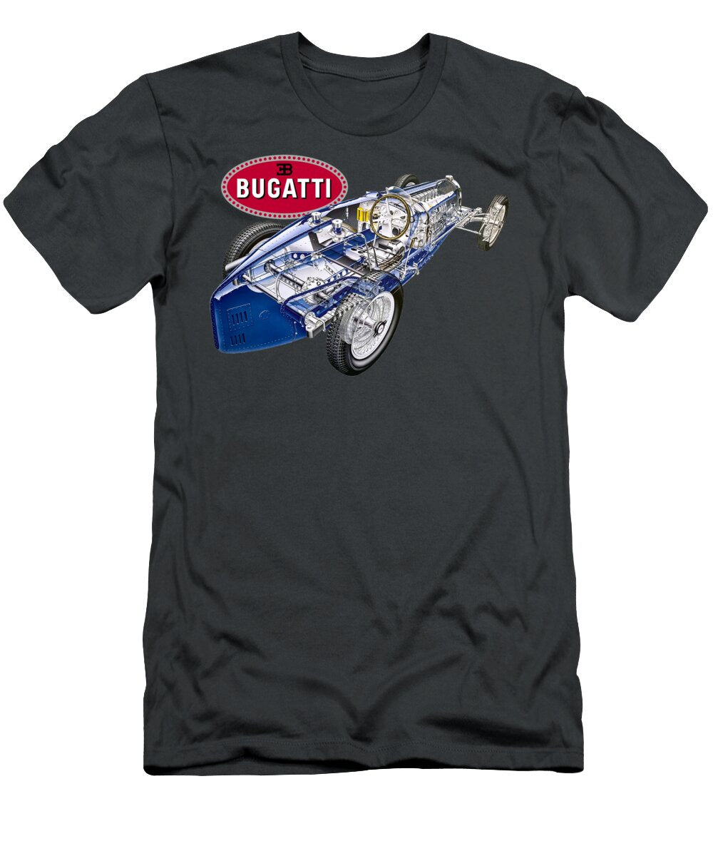 Bugatti Type 59 Grand Prix World Championship Cutaway Automotive Art Vladyslav Shapovalenko T-Shirt