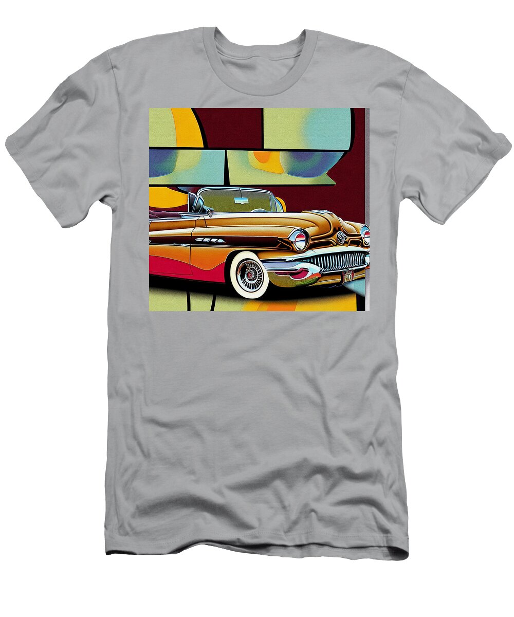 Buick Lowrider Convertible Brown Pop Art Midcentury Modern Edgar Dorice T-Shirt