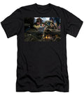 Building a Fire a Camp After a Day Brandon Huttenlocher T-Shirt