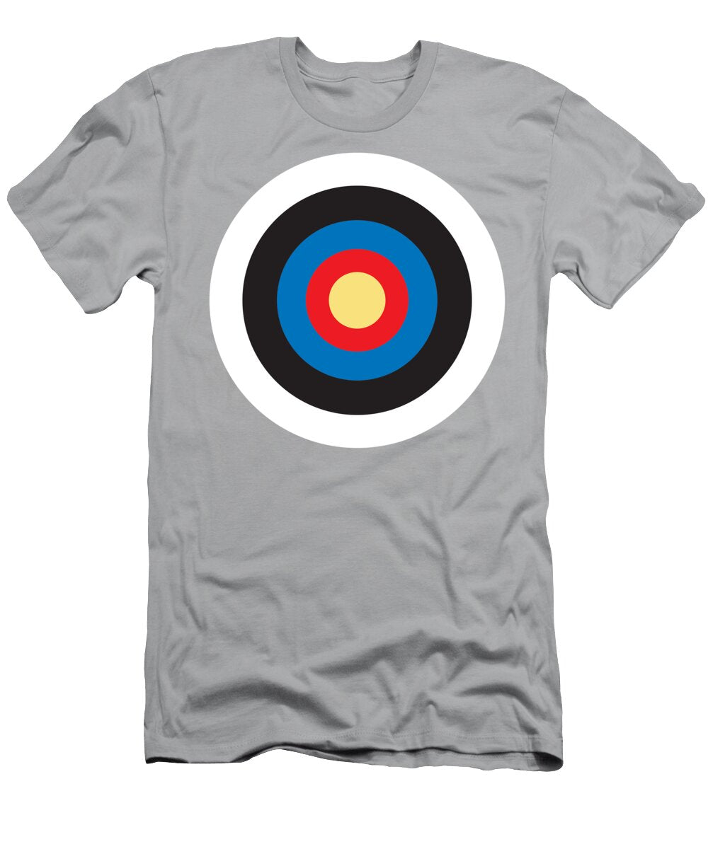Bulls Eye Right on Target Roundel Archery Mod Hit on Grey Tom Hill T-Shirt