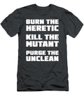 Burn the Heretic Light Text Evans Morgan T-Shirt