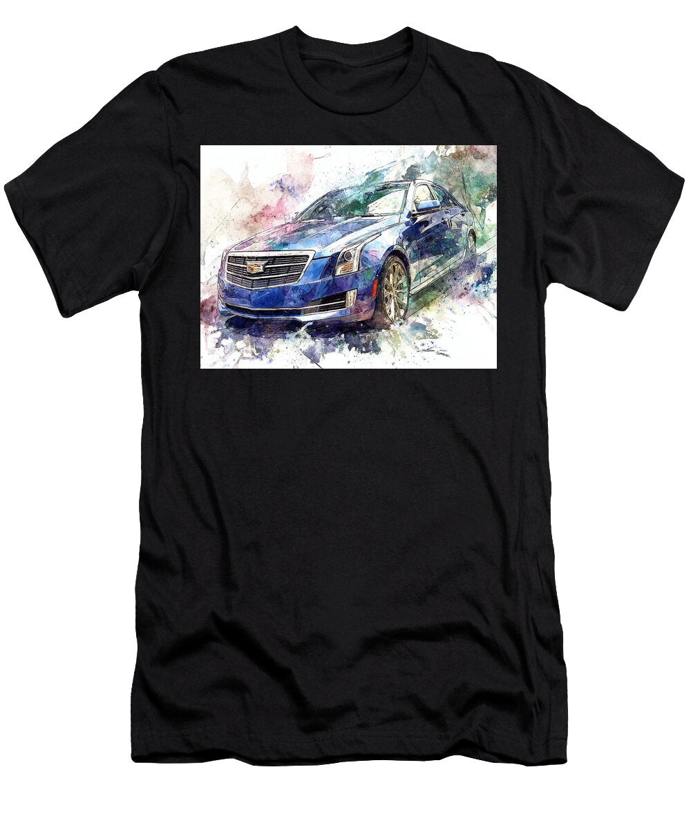 Cadillac Ats 2013 Sedan Luxury Car Artistic Design Abstract Blue Car Design Hollie Love T-Shirt
