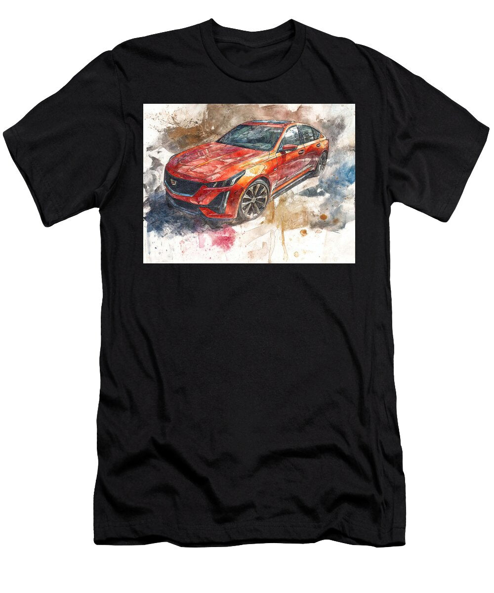 Cadillac Ct5 2023 Sedan Artistic Car Red Car Drawing Red Car Artistic Drawing Hollie Love T-Shirt
