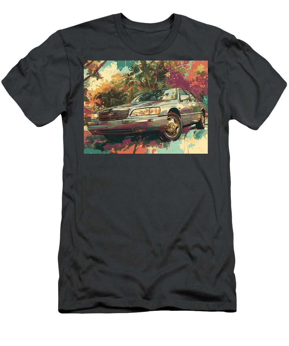 Cadillac Deville 2000 Sedan Tropical Scene Vintage Car Vintage Car in Tropical Paradise Hollie Love T-Shirt