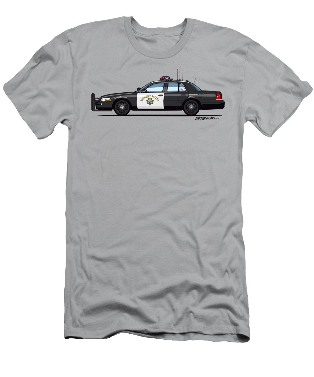 California Highway Patrol Ford Crown Victoria Police Interceptor Monkey Crisis on Mars T-Shirt
