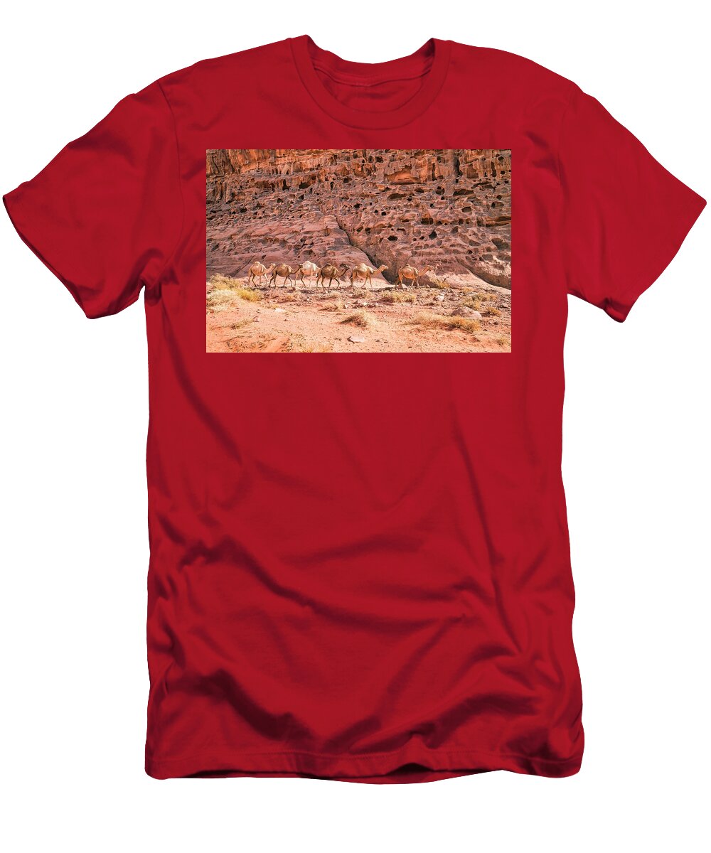 Camels in Petra Jordan Natasha Bishop T-Shirt