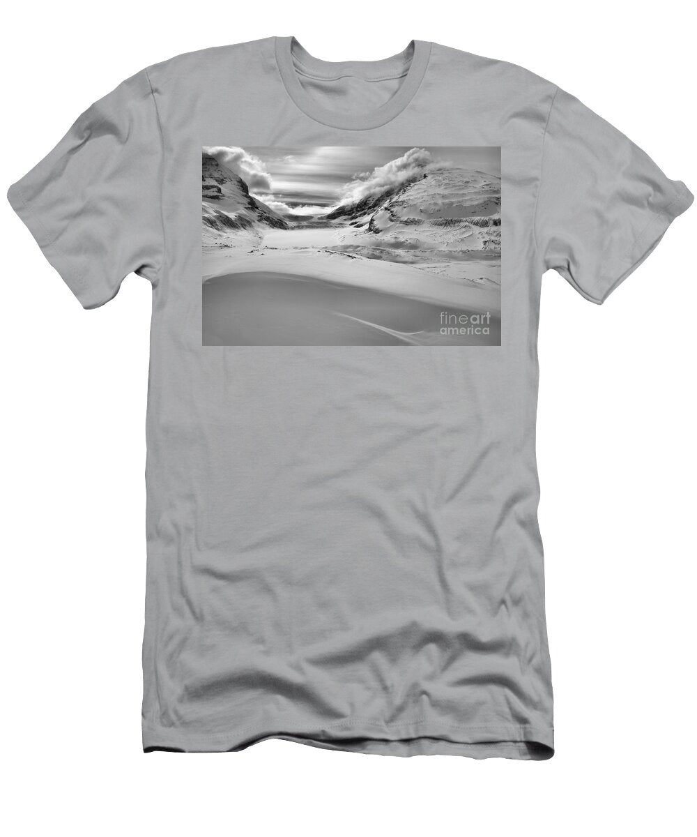 Canadian Rockies Winter Curves and Mountains Black and White Adam Jewell T-Shirt