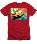 Car Amidst Colorful Splashes Nissan Versa 2006 Hatchback Dynamic Art Colorful Car Vibrant Yellow Car Hollie Love T-Shirt