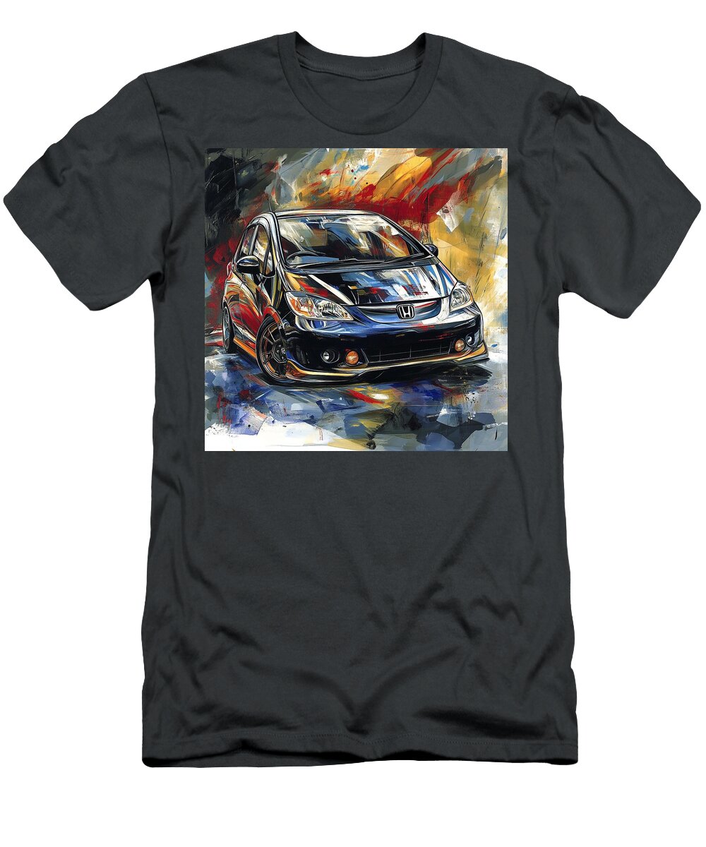 Car Art Abstract Painting Honda Fit 2001 Japan Hatchback Jdm Car Modern Design Grayson Sheppard T-Shirt