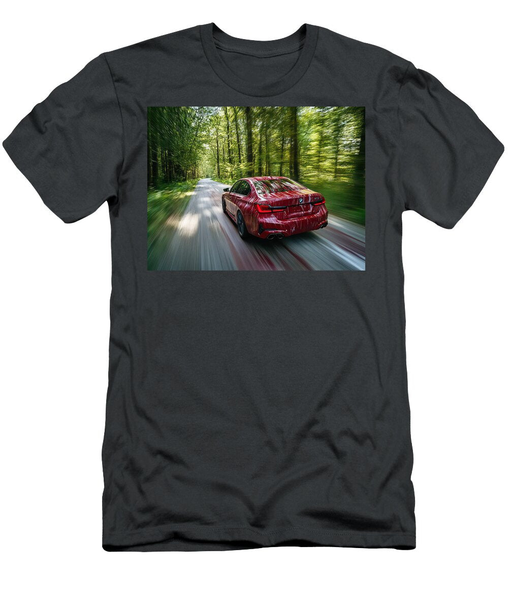 Car Driving Through Forest Road Evie Carrier T-Shirt
