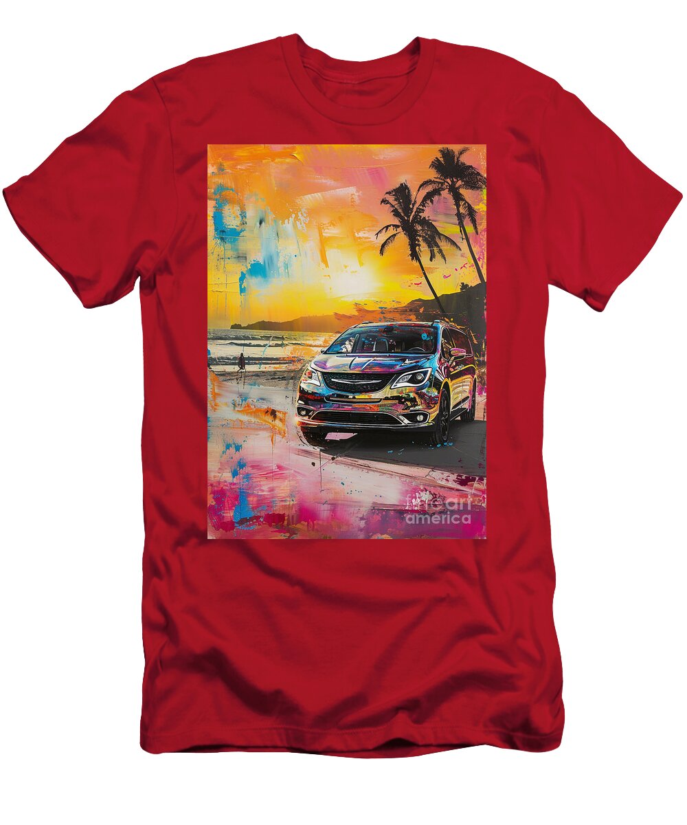 Car for Man Chrysler Pacifica with a Beach Sunset Scene Gift for Husband Destiney Sullivan T-Shirt