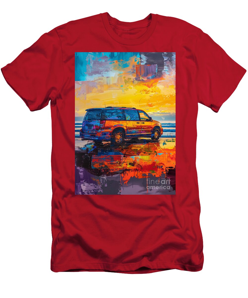 Car for Man Chrysler Voyager in a Beach Sunset Scene Gift for Husband Destiney Sullivan T-Shirt