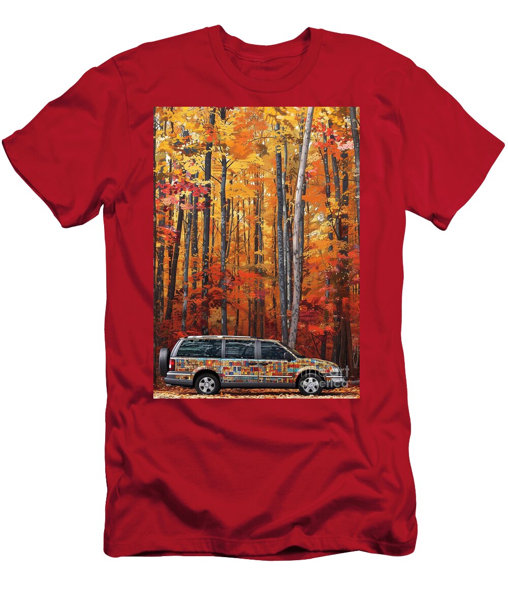 Car for Man Chrysler Voyager with a Vibrant Autumn Forest Setting Gift for Husband Destiney Sullivan T-Shirt