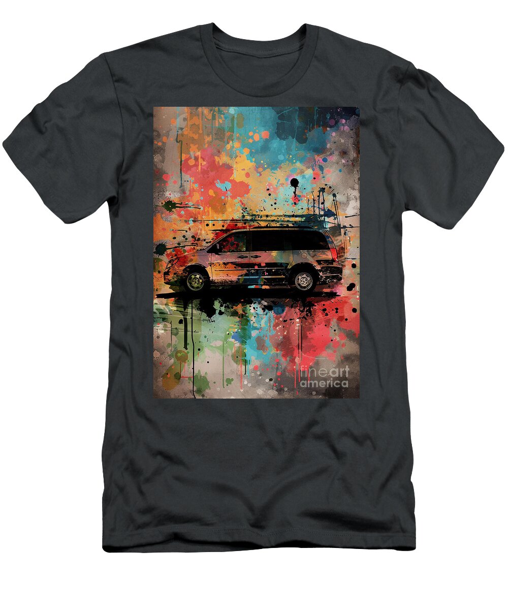 Car Graphic Chrysler Voyager with a Paint Splatter Effect Garage Mancave Destiney Sullivan T-Shirt